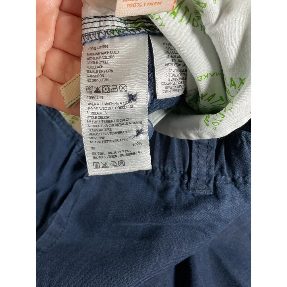 Tommy Bahama Relax Mens Navy 100% Linen Elastic Waist Drawstring Pants L 2724